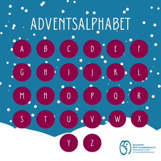 Adventskalender mit den Buchstaben von A bis Z auf den 26 Türchen
