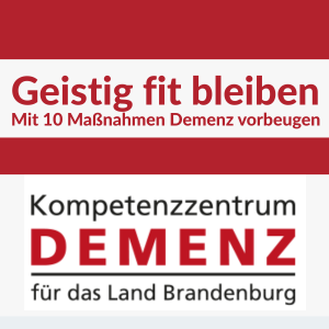 Logo des Kompetenzzentrums Demenz inkl. Veranstaltungstitel "Geistig fit bleiben"